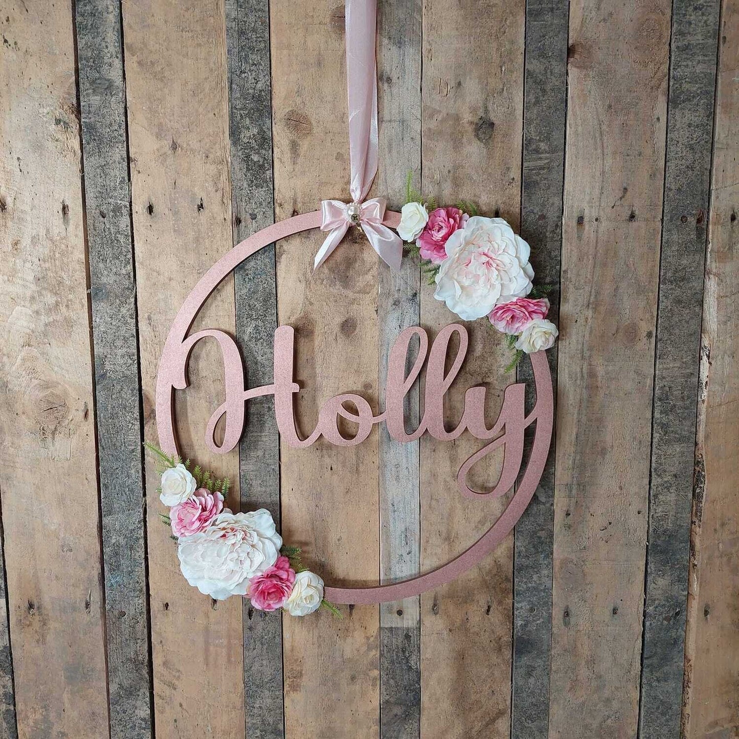 Floral Name Hoop, ideal for walls, doors and occasions