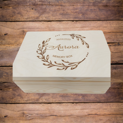 Keepsake Box Natural Wood Engraved