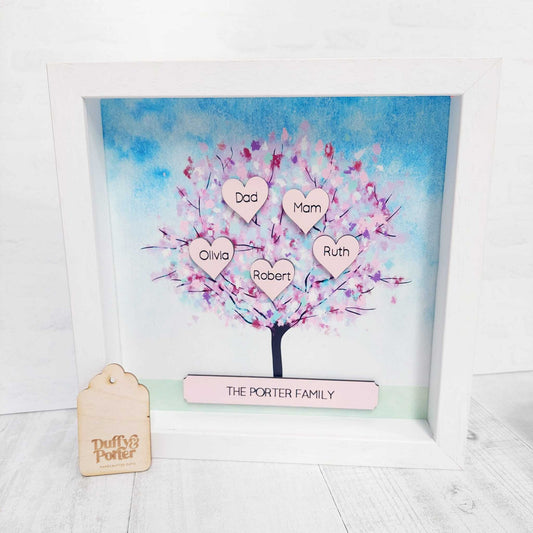 Personalised Family Tree Frame Pink