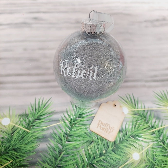 "Robert" silver glitter Christmas Tree Decoration