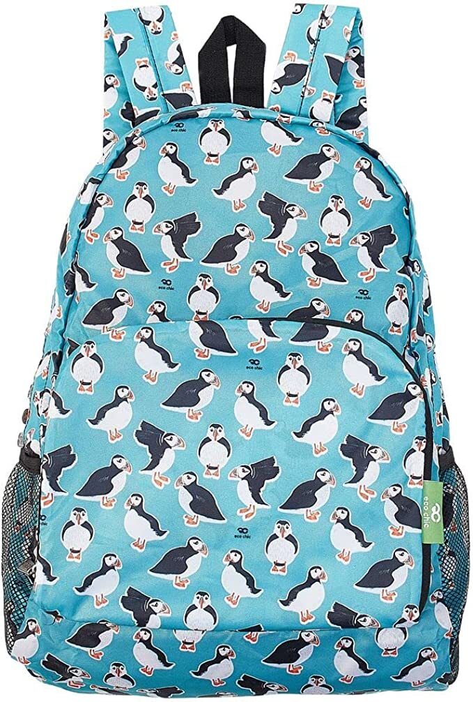 Eco Chic Teal Puffin Backpack