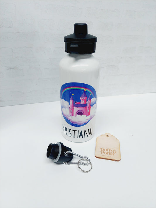 Personalised Aluminium Drinks Bottle Princess Castle