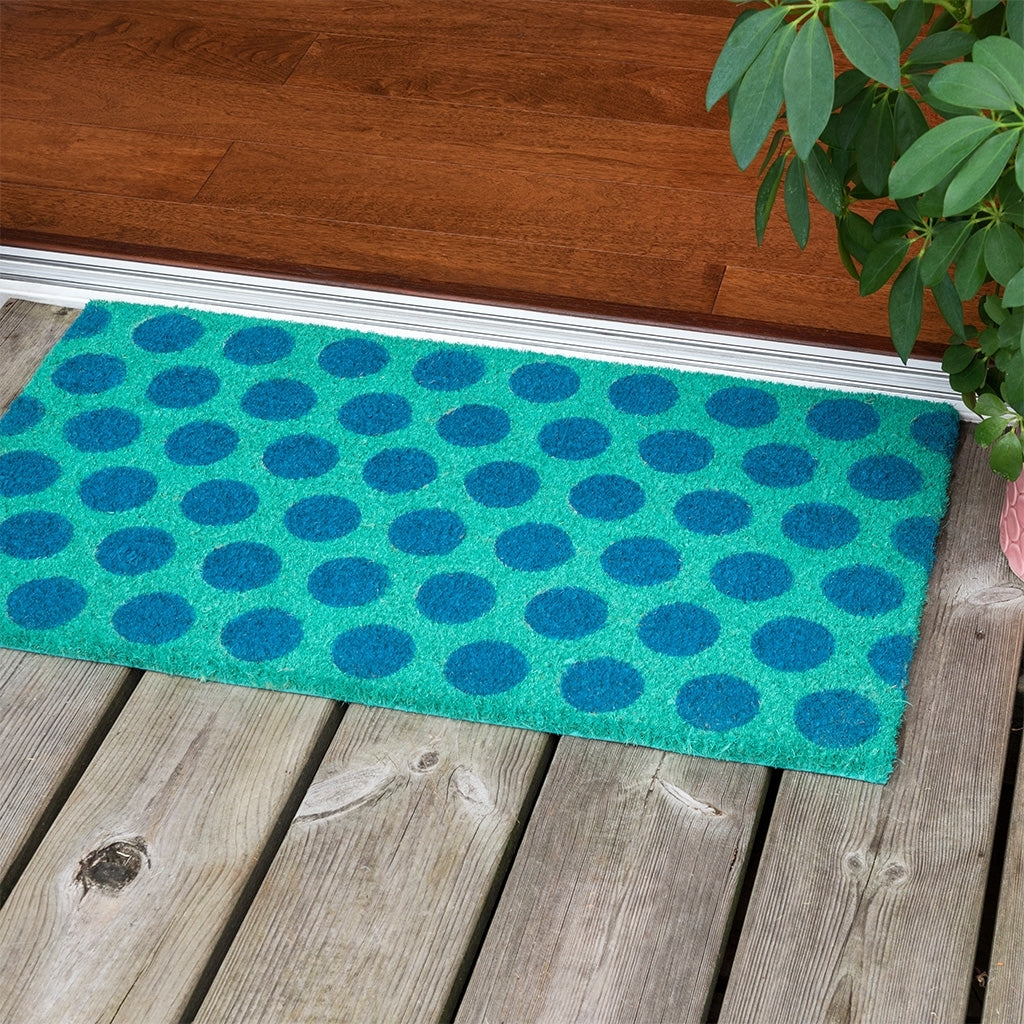 Door Mat Blue on turquoise spotlight