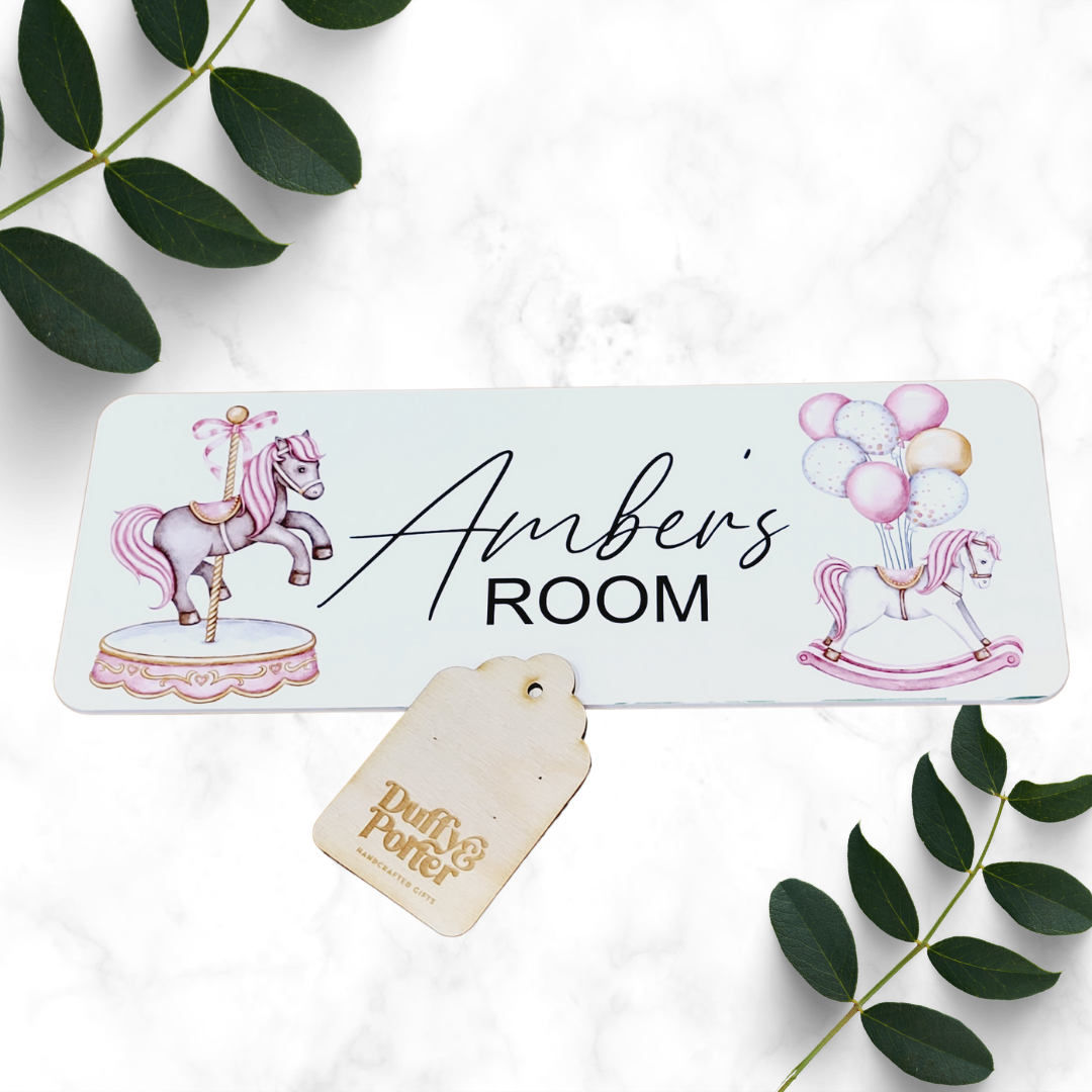 Rocking Horse & Carousel Themed Door Plaque