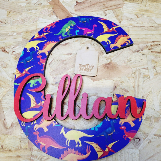 Dinosaur Theme Initial with Name