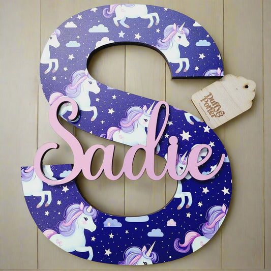 Unicorn Theme Initial with Name
