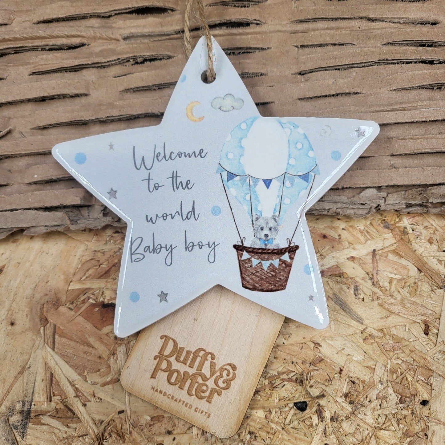 Welcome Baby Blue Ceramic Star