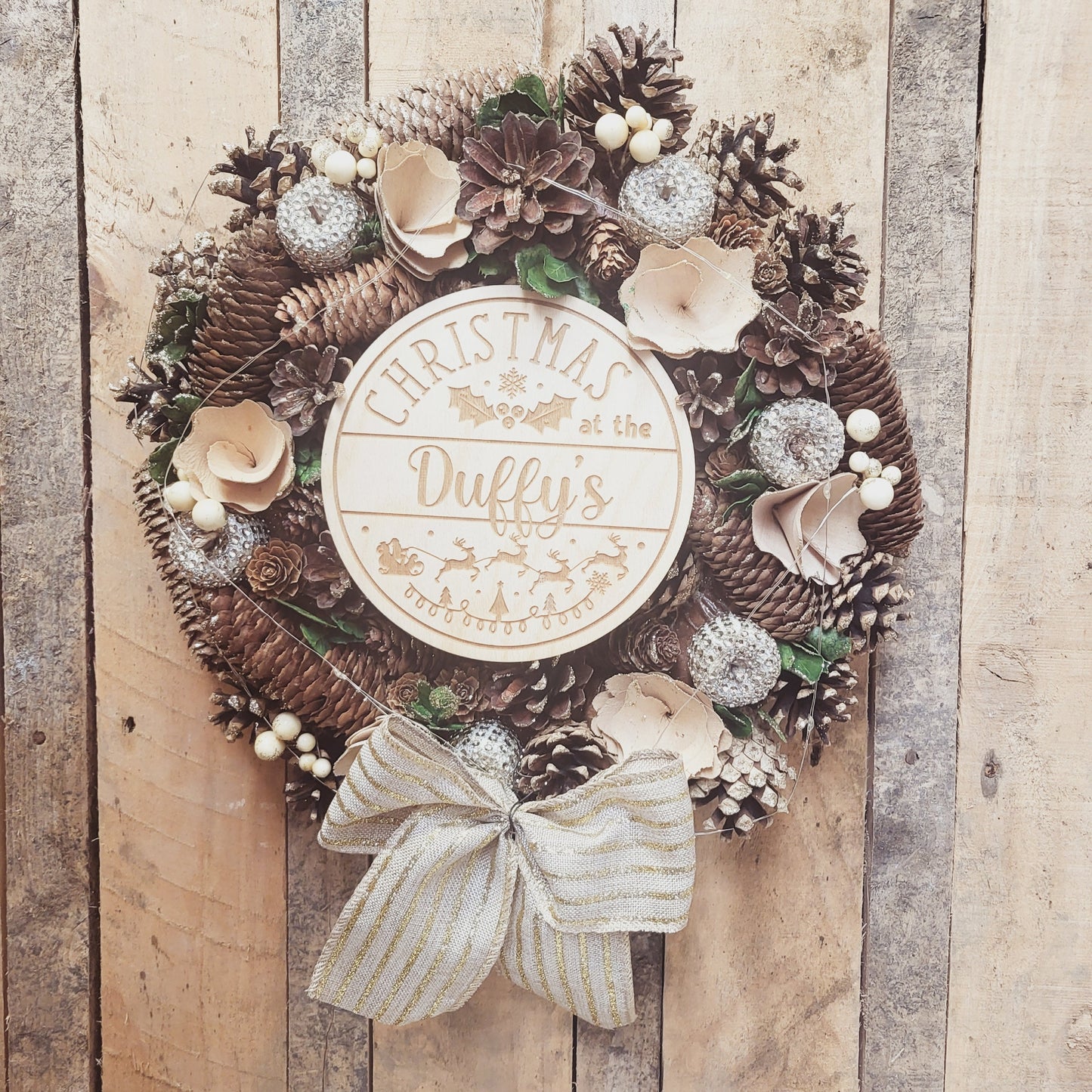 Golden wood Christmas Wreath