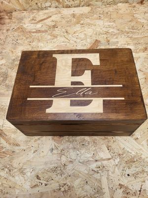Keepsake Box Monogram Stained Engraved