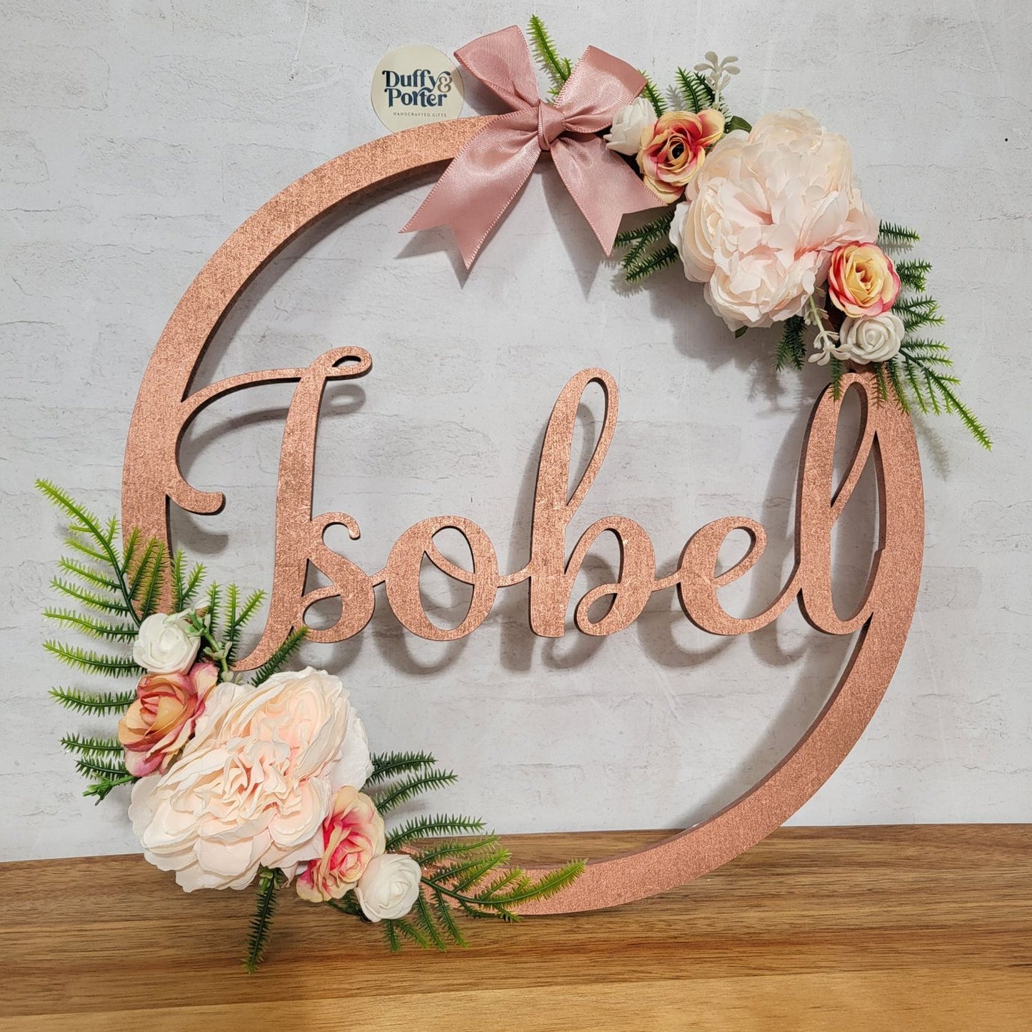 Floral Name Hoop, ideal for walls, doors and occasions