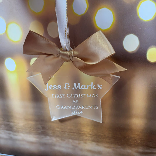 Personalised First Christmas as Grandparents Star Decoration