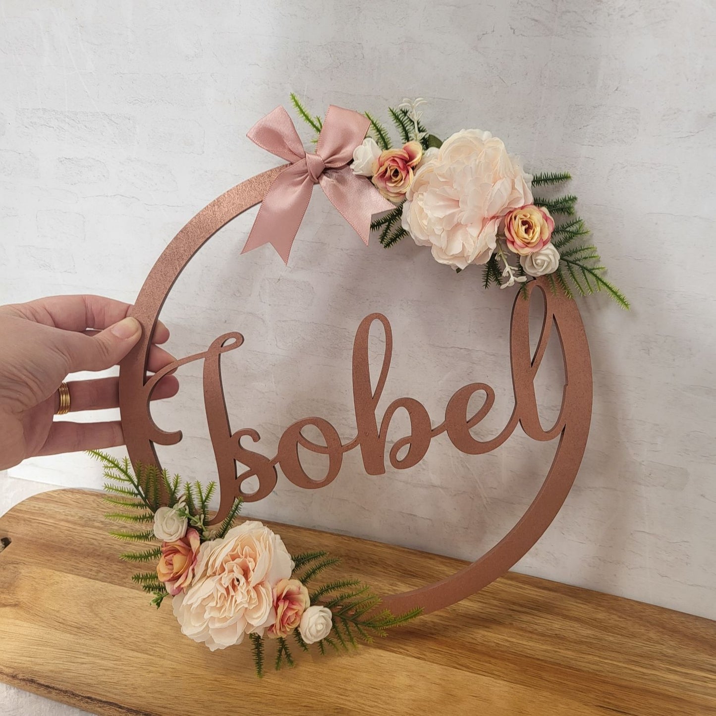 Floral Name Hoop, ideal for walls, doors and occasions