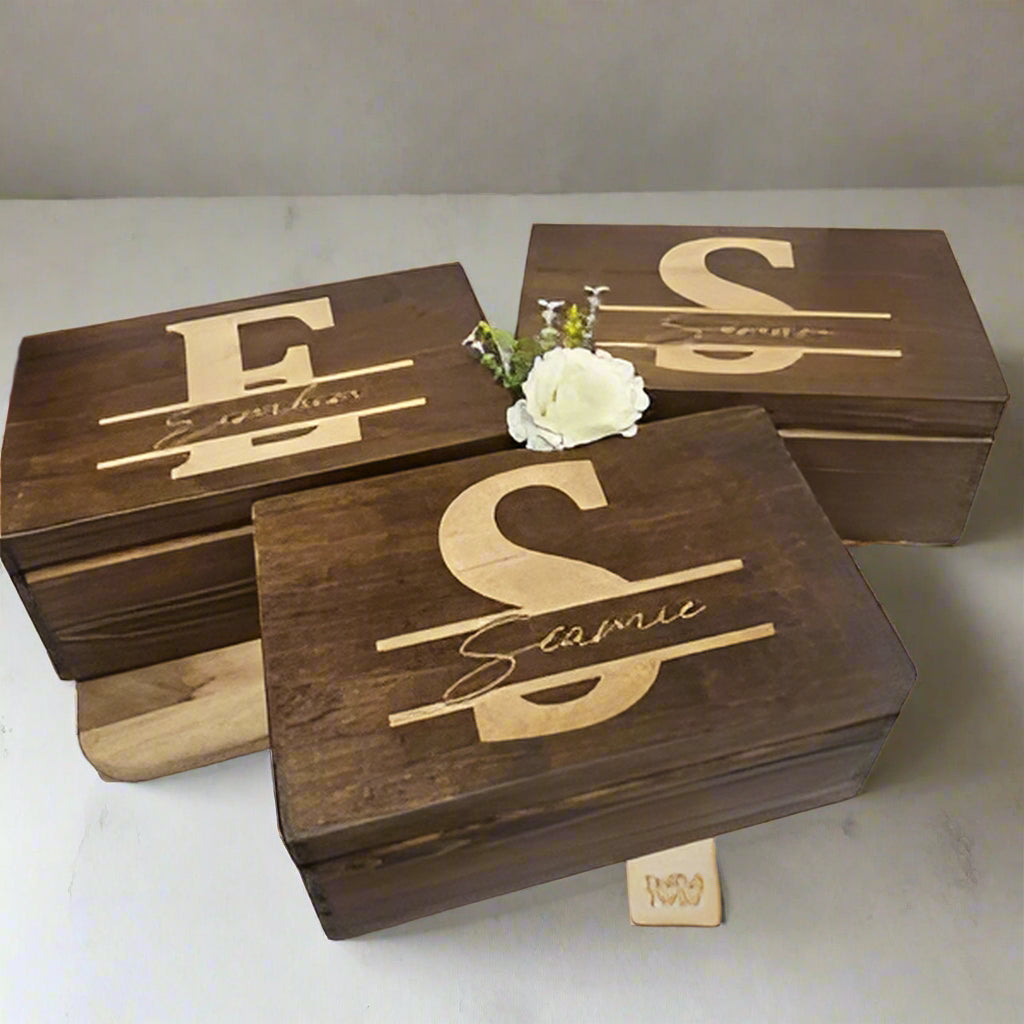 Keepsake Box Monogram Stained Engraved