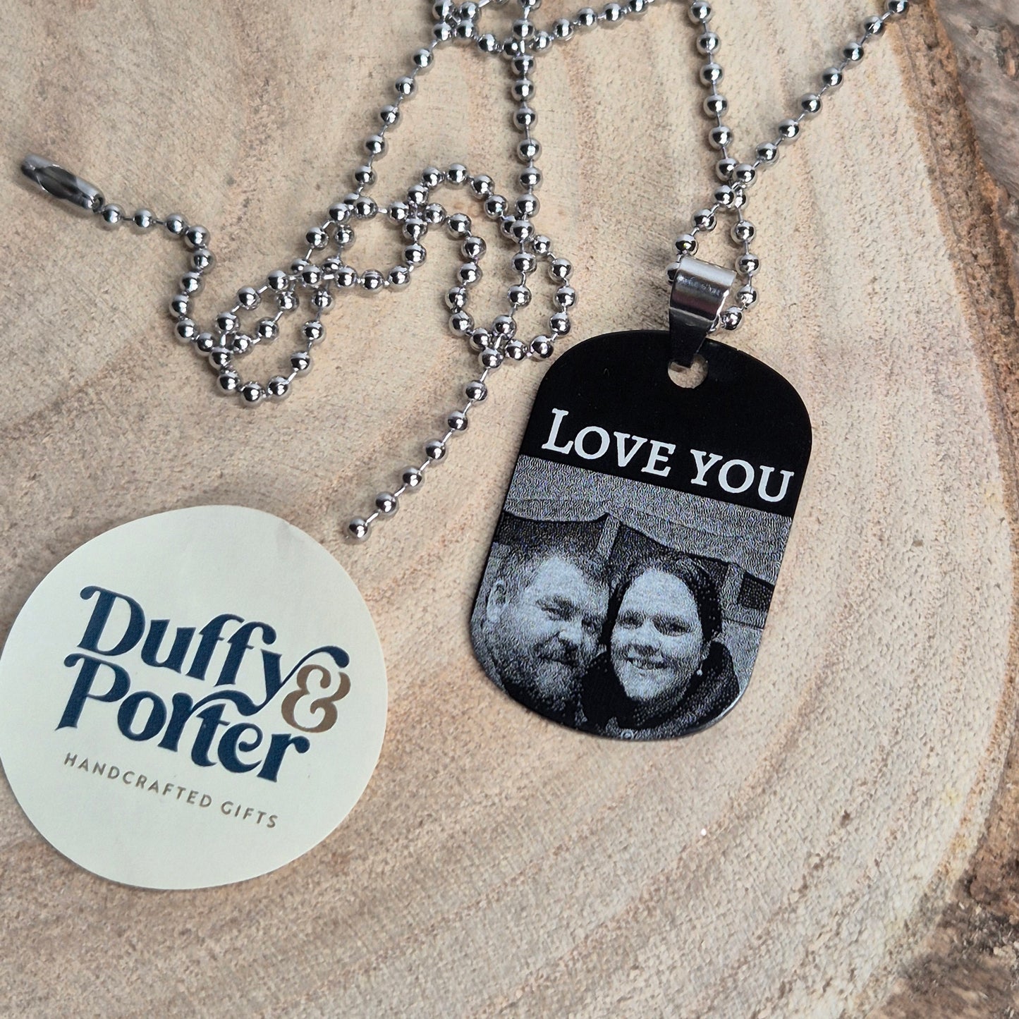 Personalised Black dogtag photo necklace