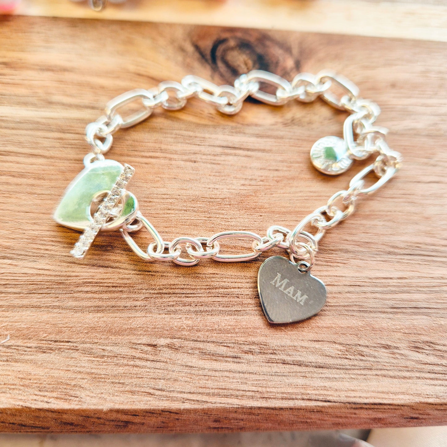 Silver plated link bracelet with heart - A Perfect Gift