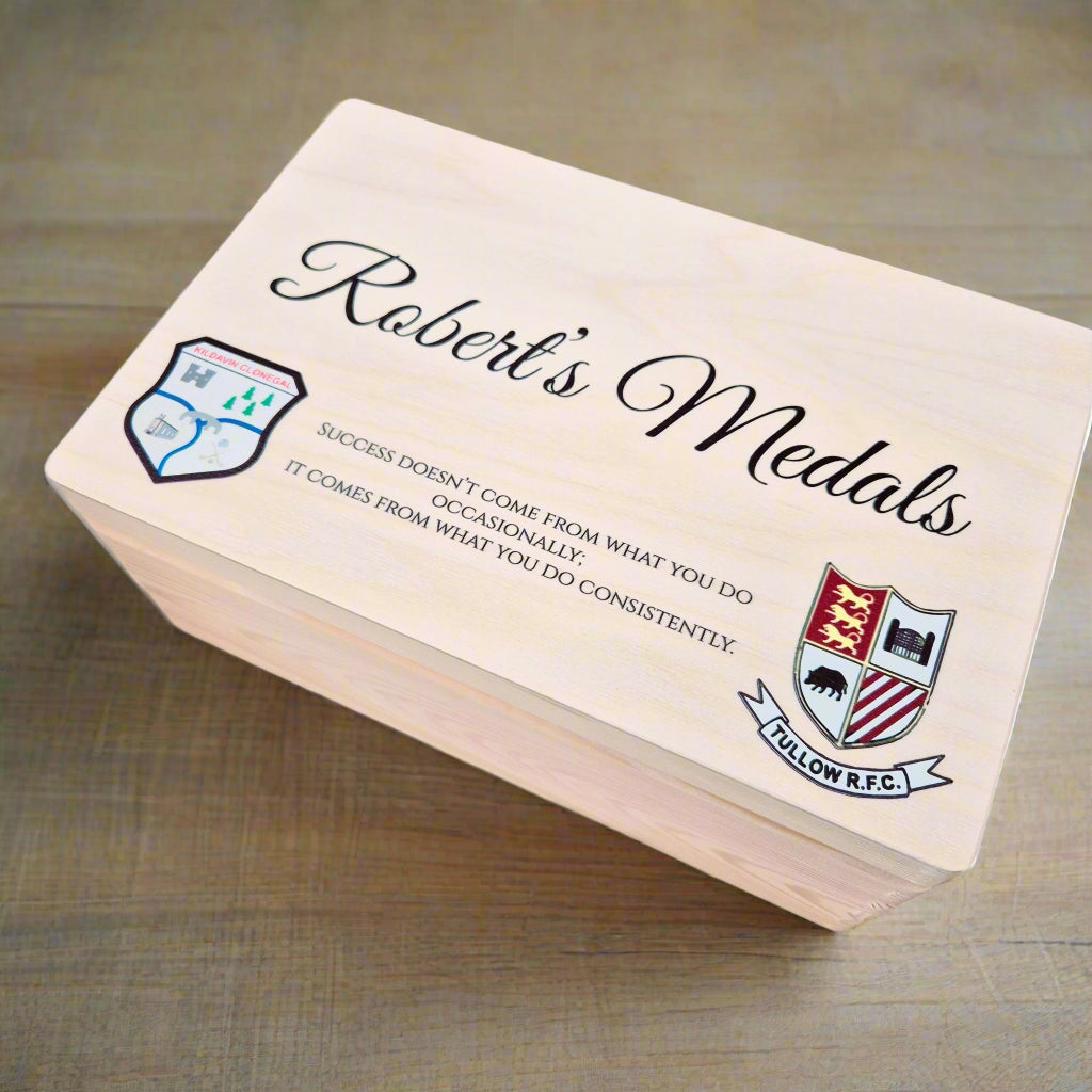 Handcrafted Personalised Wooden Medal Box – Celebrate Achievements in Style