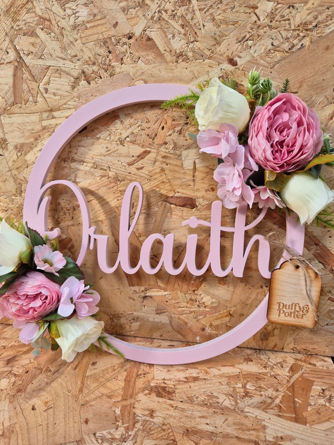 Floral Name Hoop, ideal for walls, doors and occasions