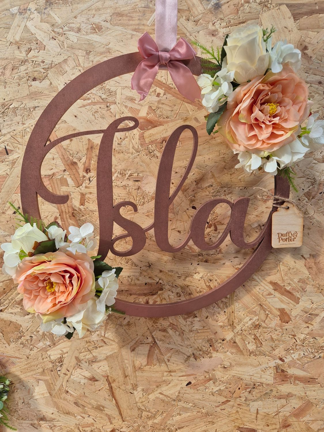 Floral Name Hoop, ideal for walls, doors and occasions