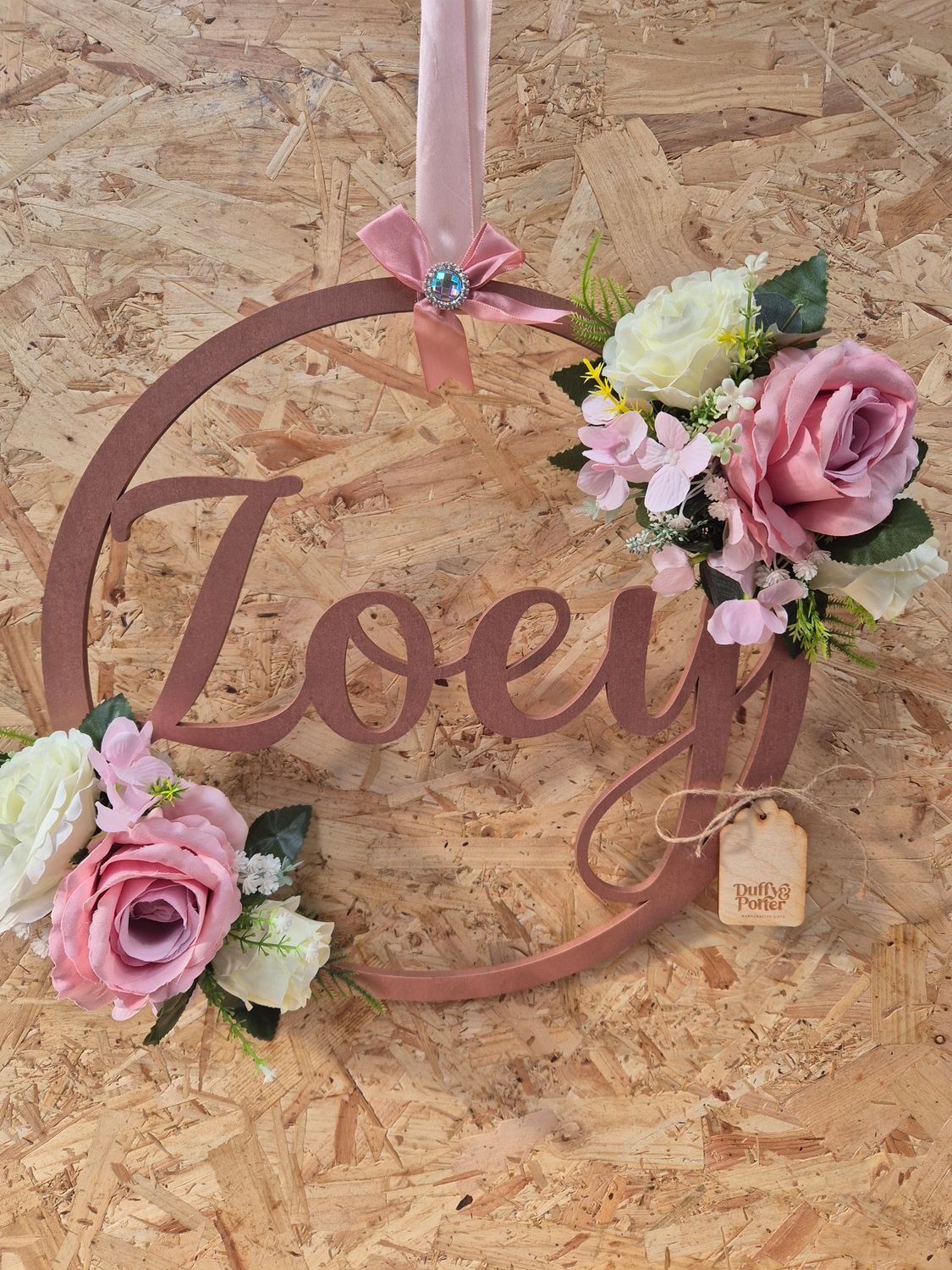 Floral Name Hoop, ideal for walls, doors and occasions