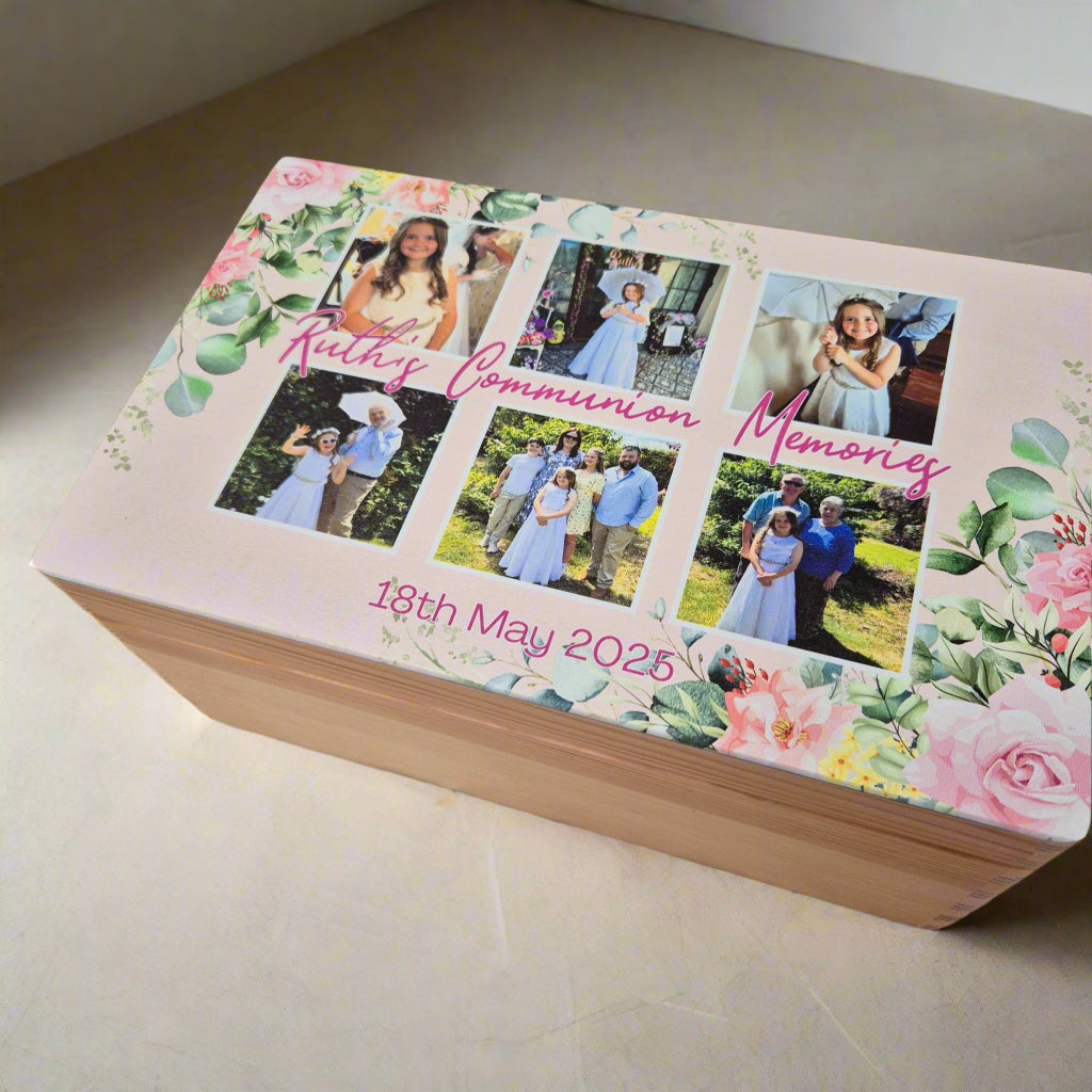 Handcrafted Personalised Photo Communion Memory Box – Treasure the Moment Forever