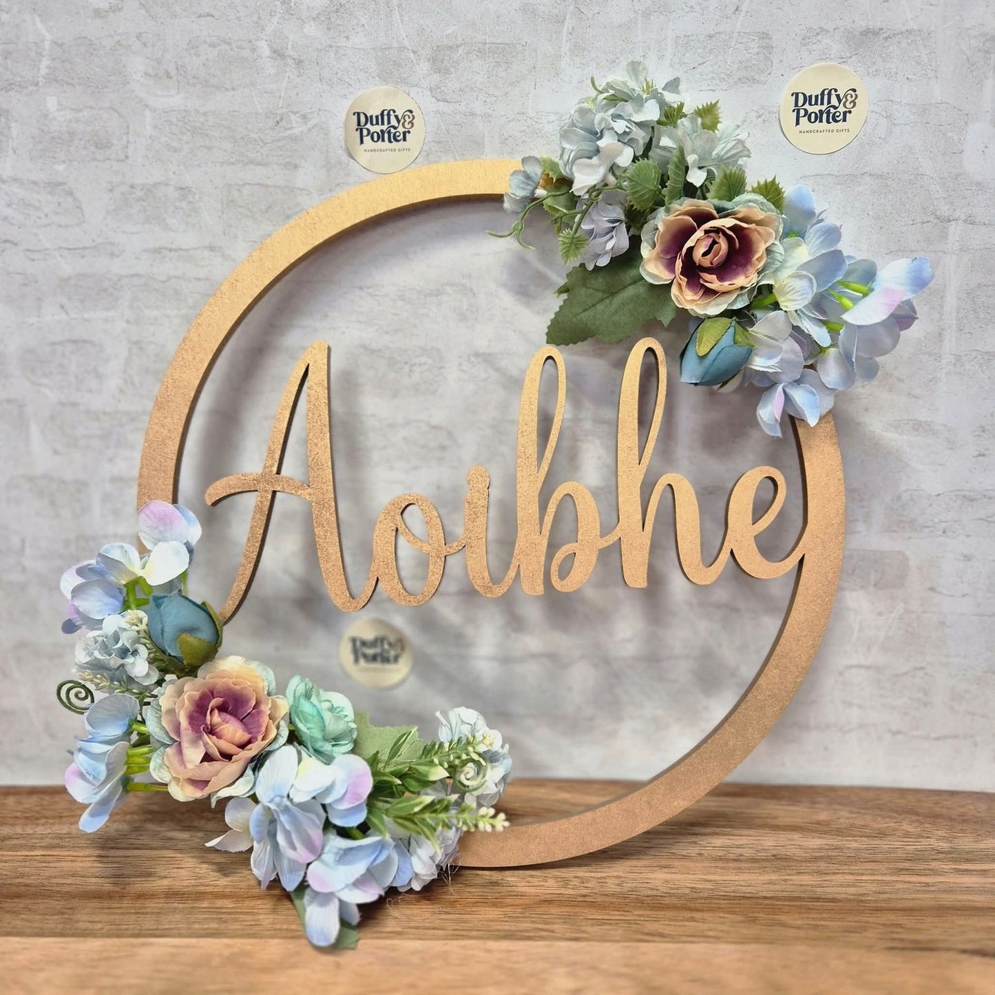 Floral Name Hoop, ideal for walls, doors and occasions