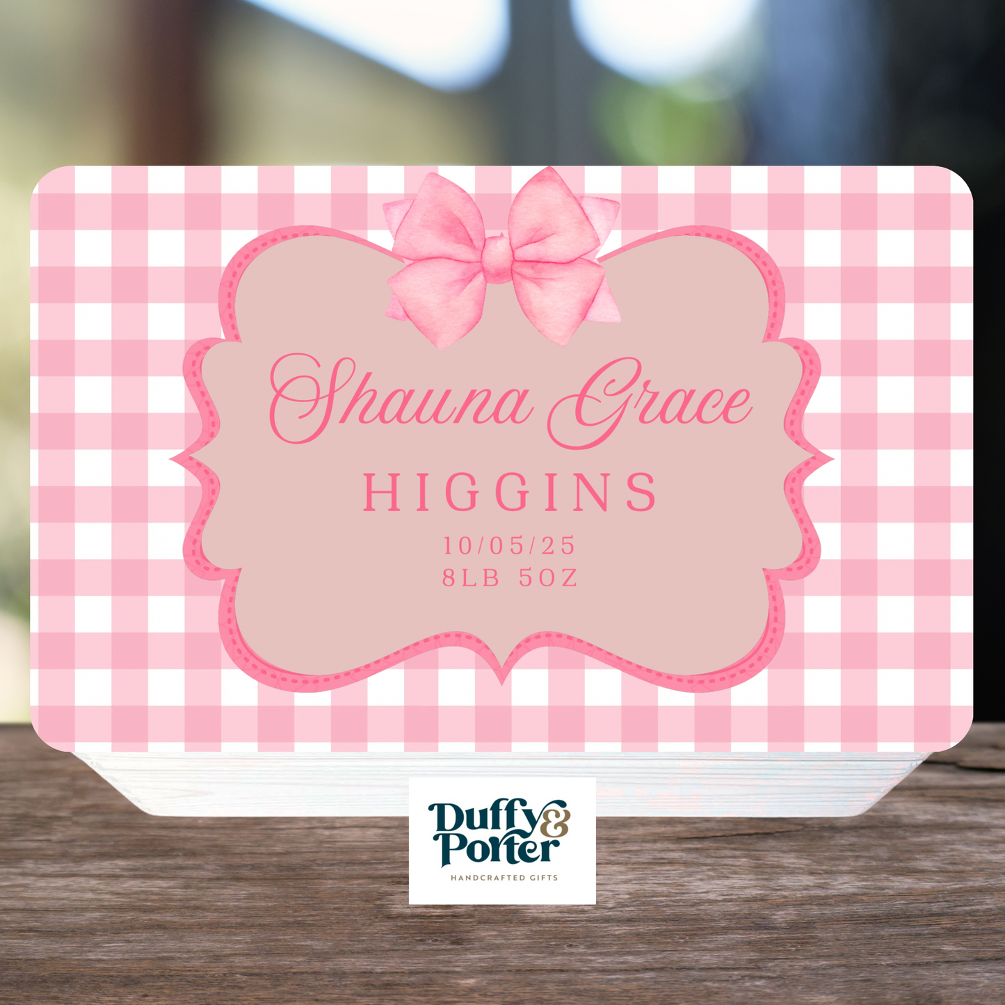 Bow and Gingham Wooden Keepsake Box: A Personalised Baby Gift in Ireland