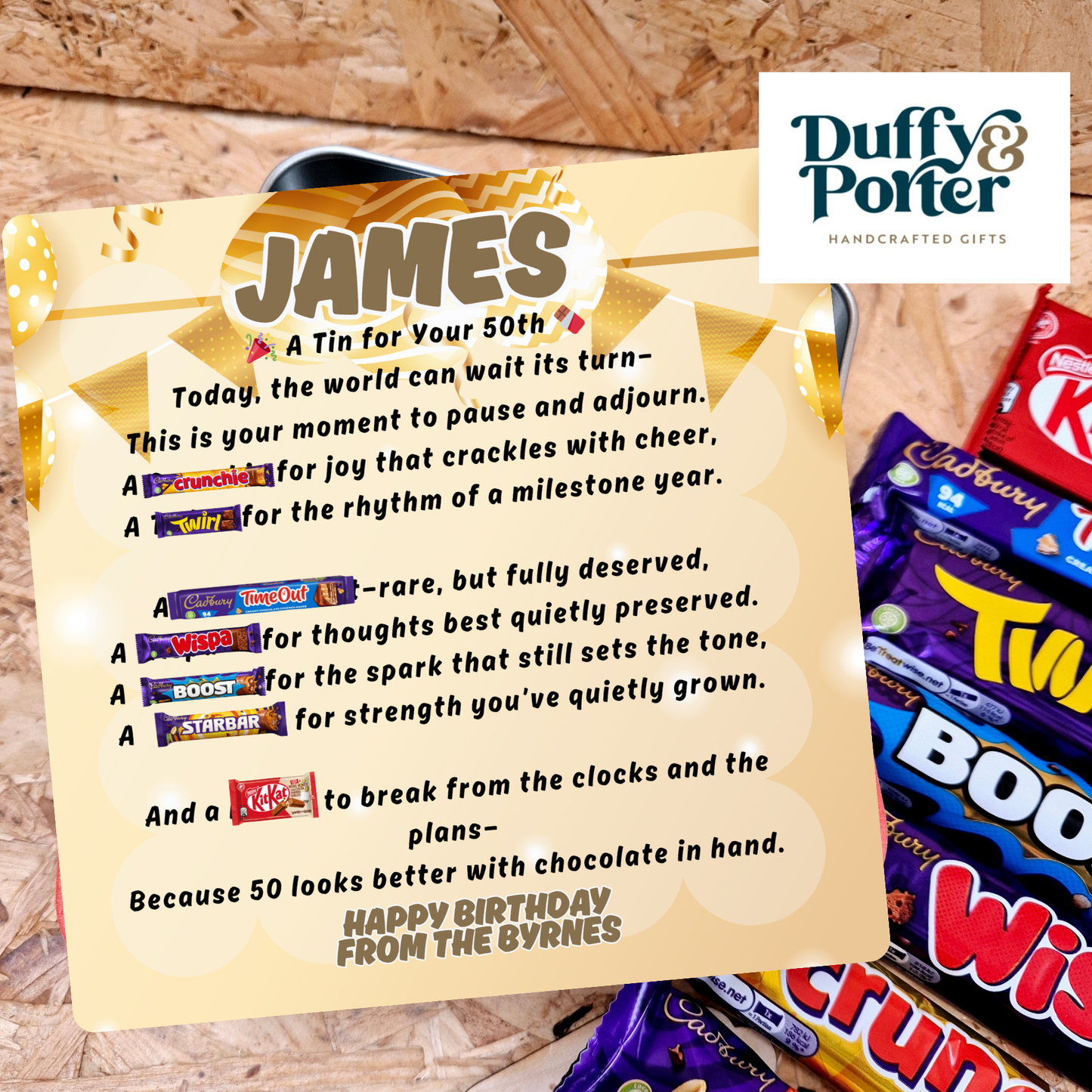 Personalised Birthday tin full of chocolate