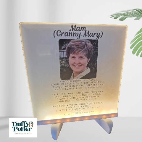 Light up personalised memory Sign. A gentle glow of love
