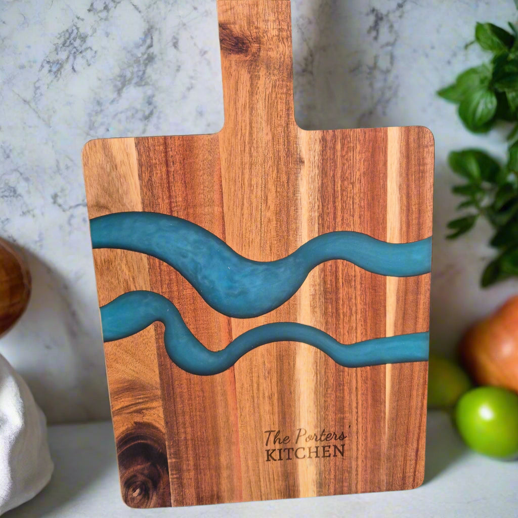 Personalised Acacia & Resin Charcuterie Board – 25x35cm with Handle