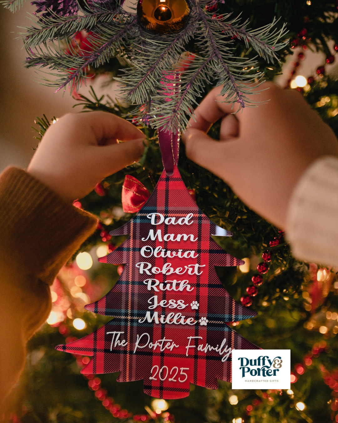 Personalised Acrylic Tartan Christmas Tree