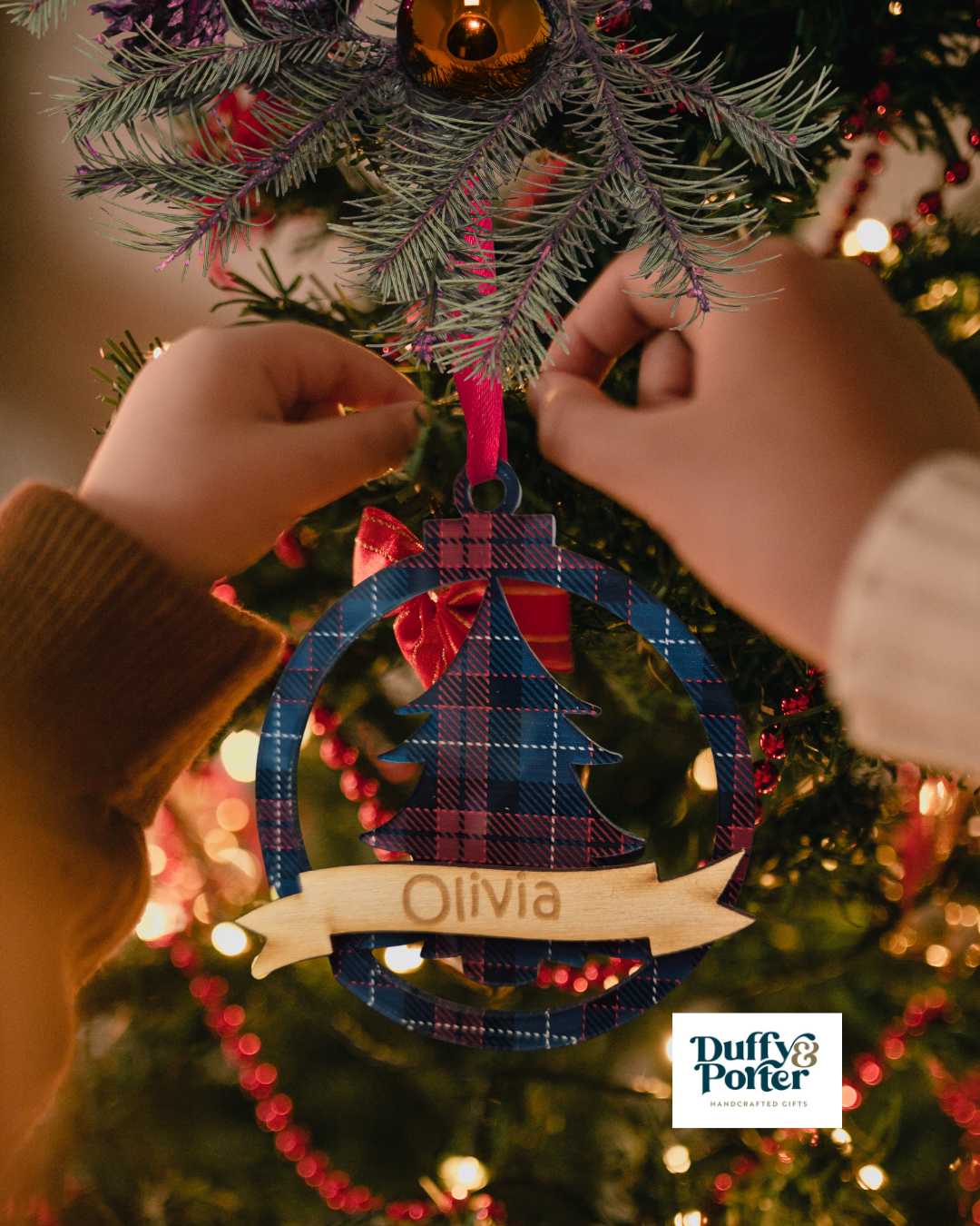 Personalised Personalised Bauble Christmas Tree – Acrylic & Birch Keepsake