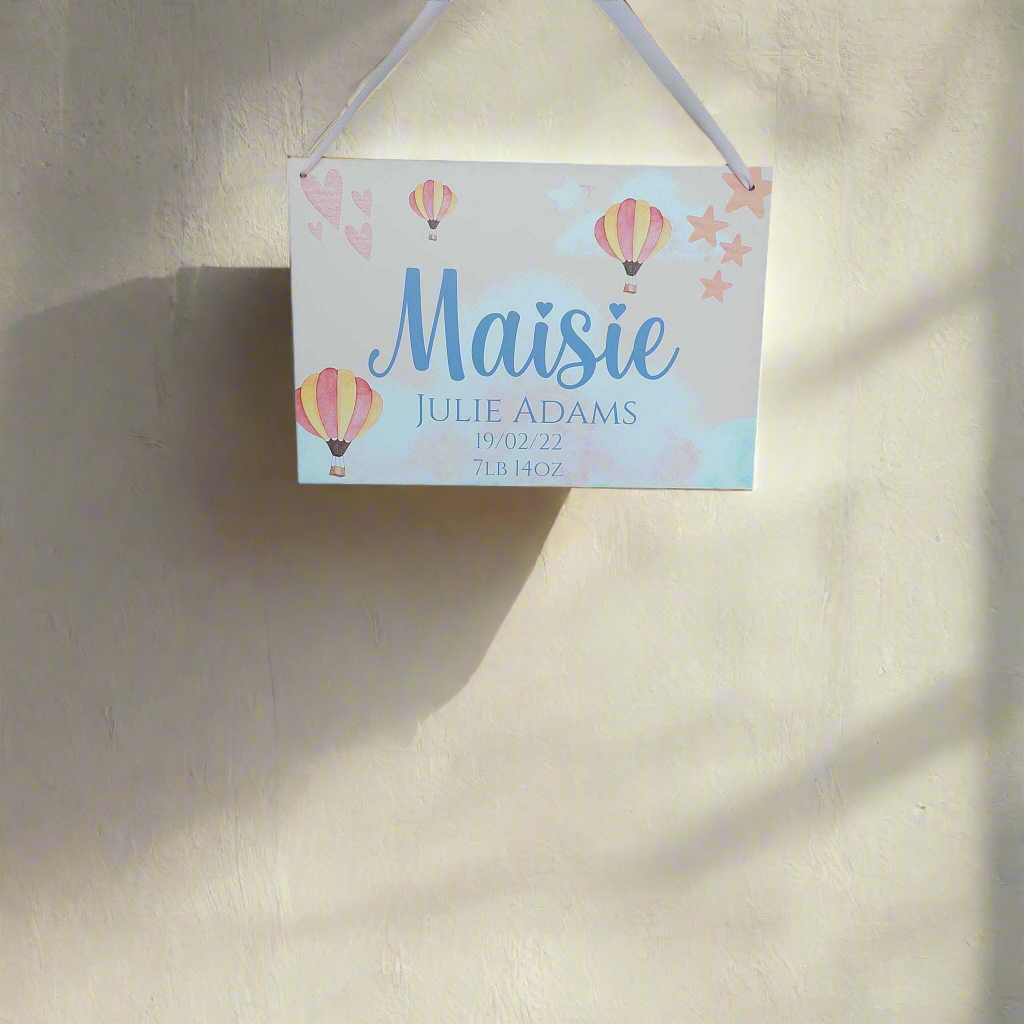 Hot air Balloon Themed Sign Pink