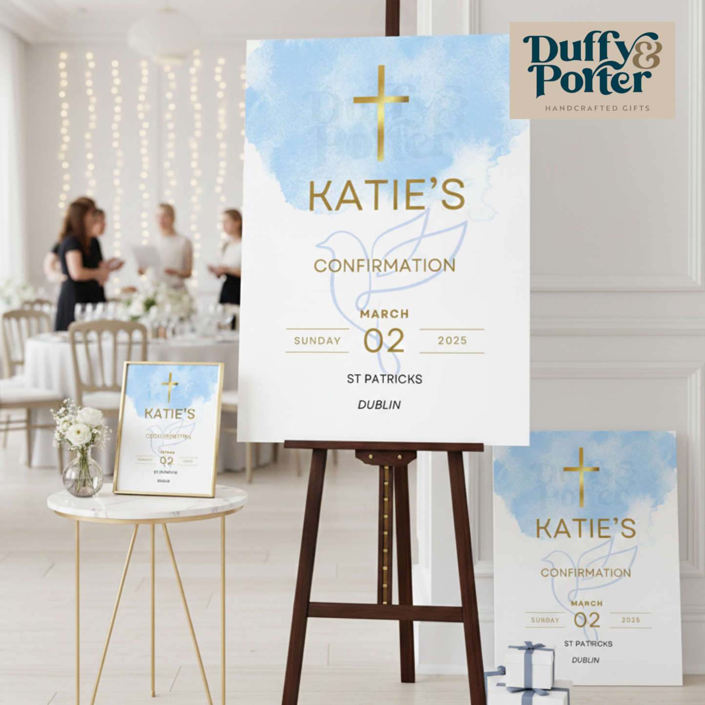 Blue watercolour cross Occasion Sign