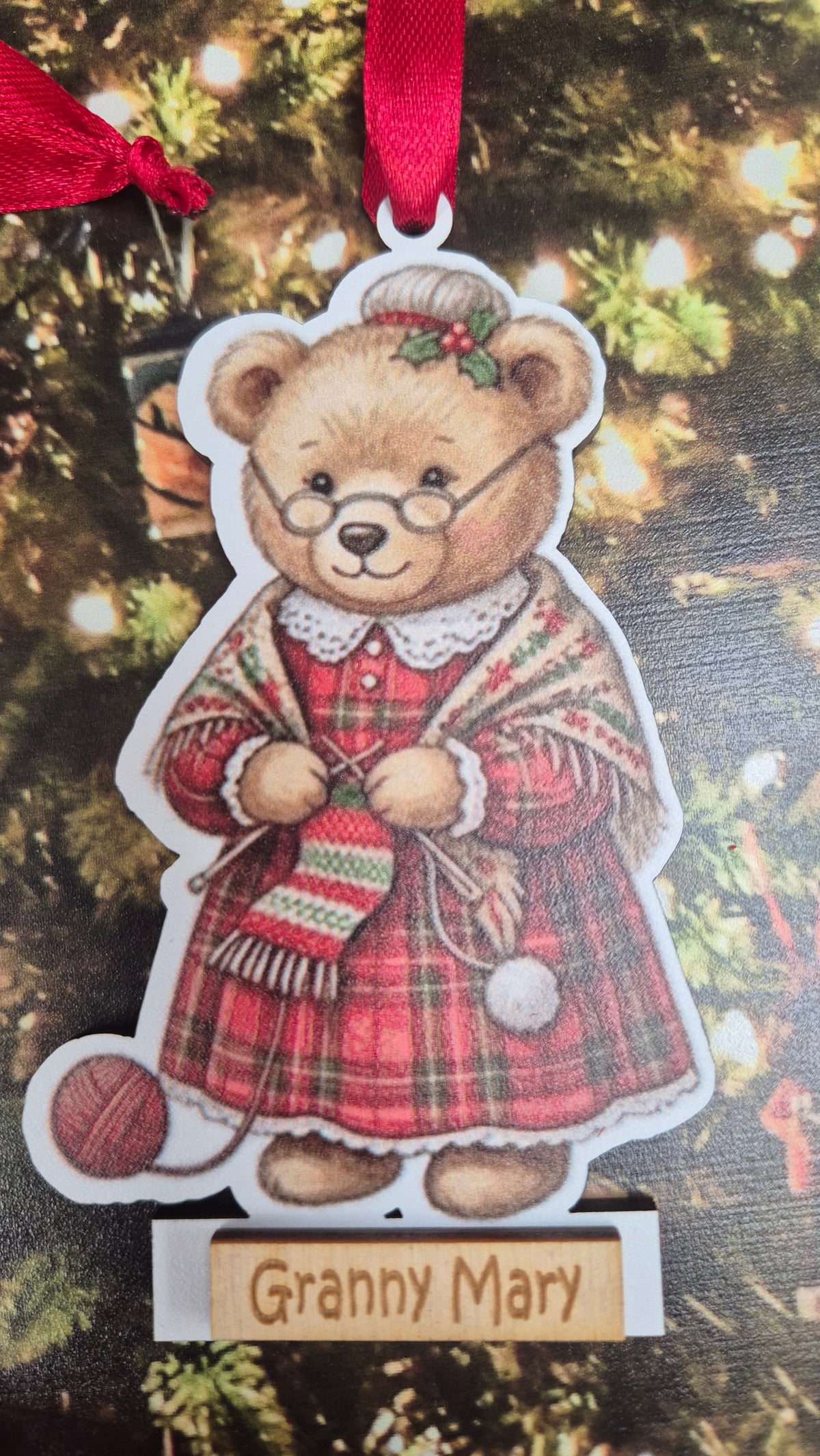 Personalised Teddy Christmas Hanging Decoration
