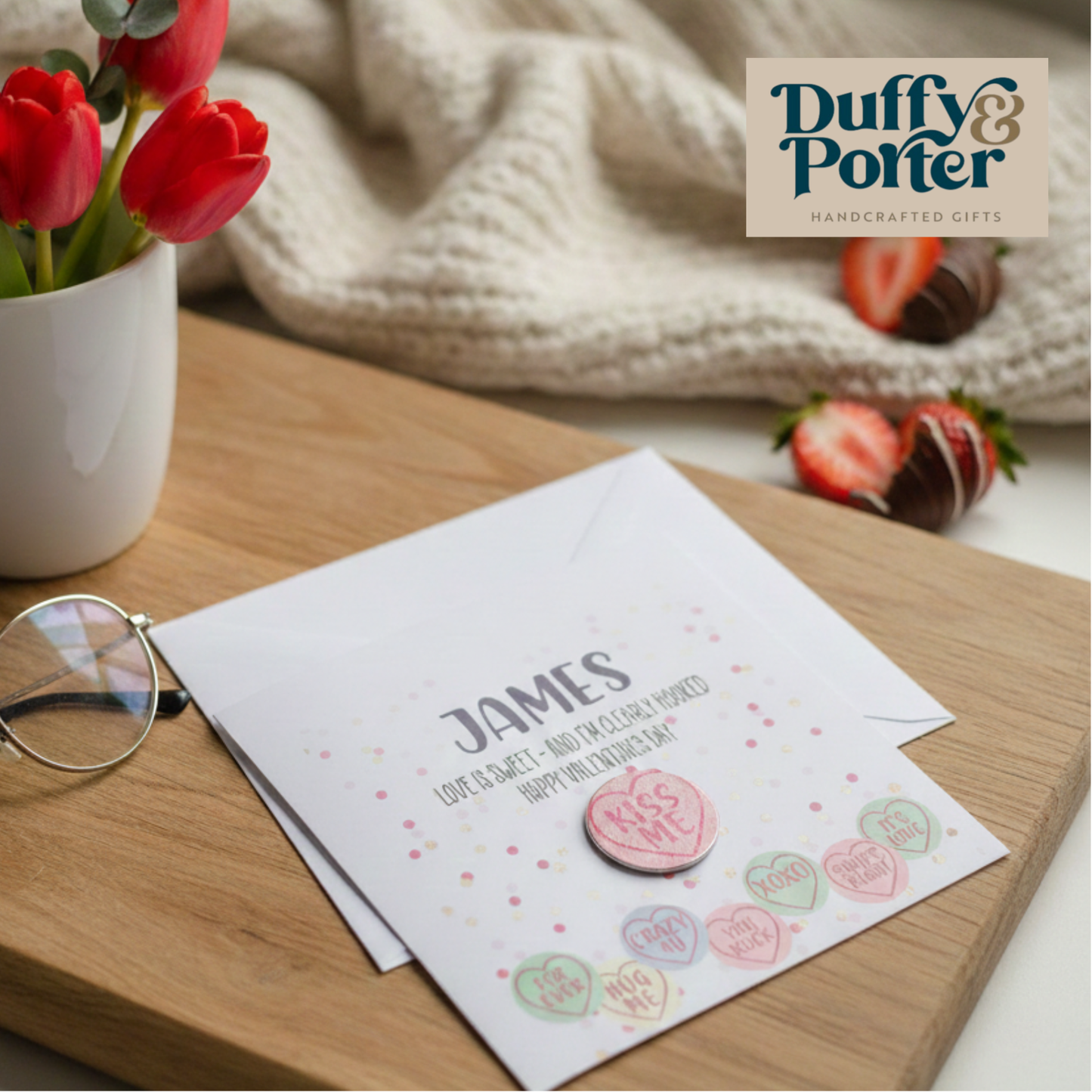 "Clearly Hooked" Personalised Valentine’s Card with Keepsake Token