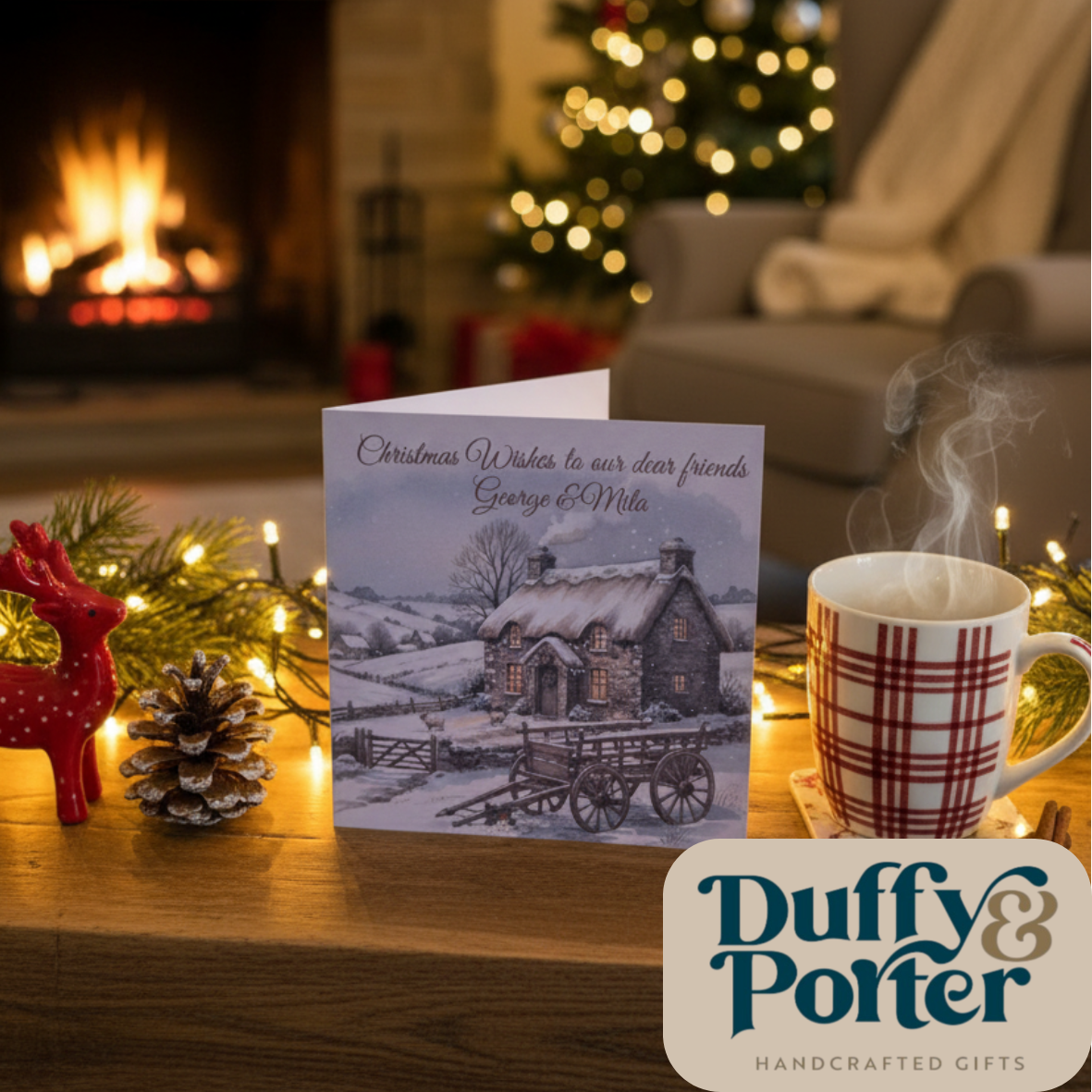 Christmas Cottage Home Personalised Card