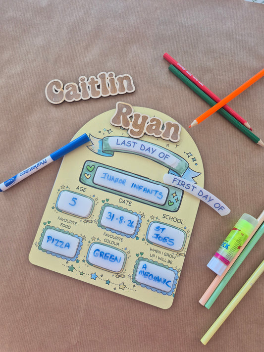 Reusable First Day & Last Day of School Milestone Sign | Back to School Gift. Blue