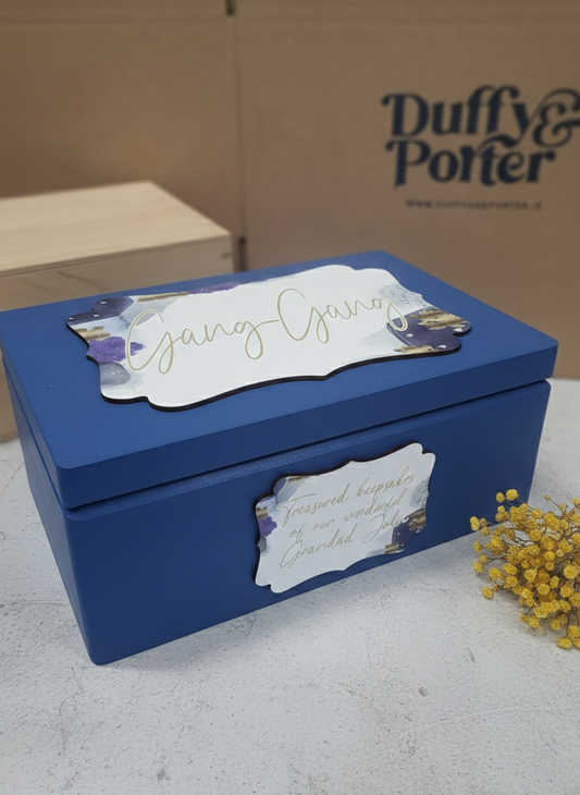 "Navy Gold Watercolour" Keepsake box