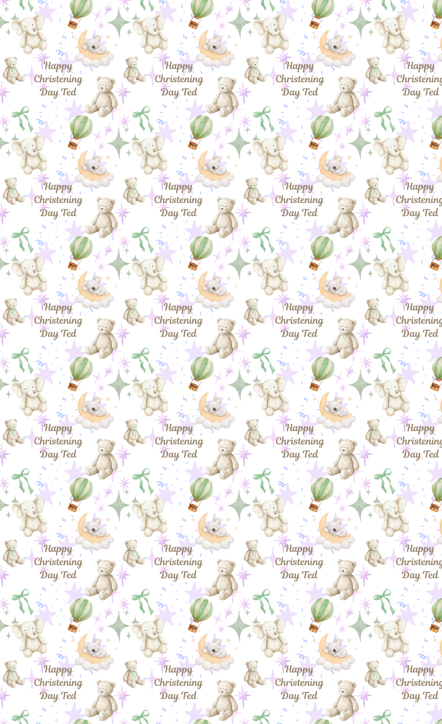 Personalised Eco-Friendly Wrapping Paper - Teddy and Green