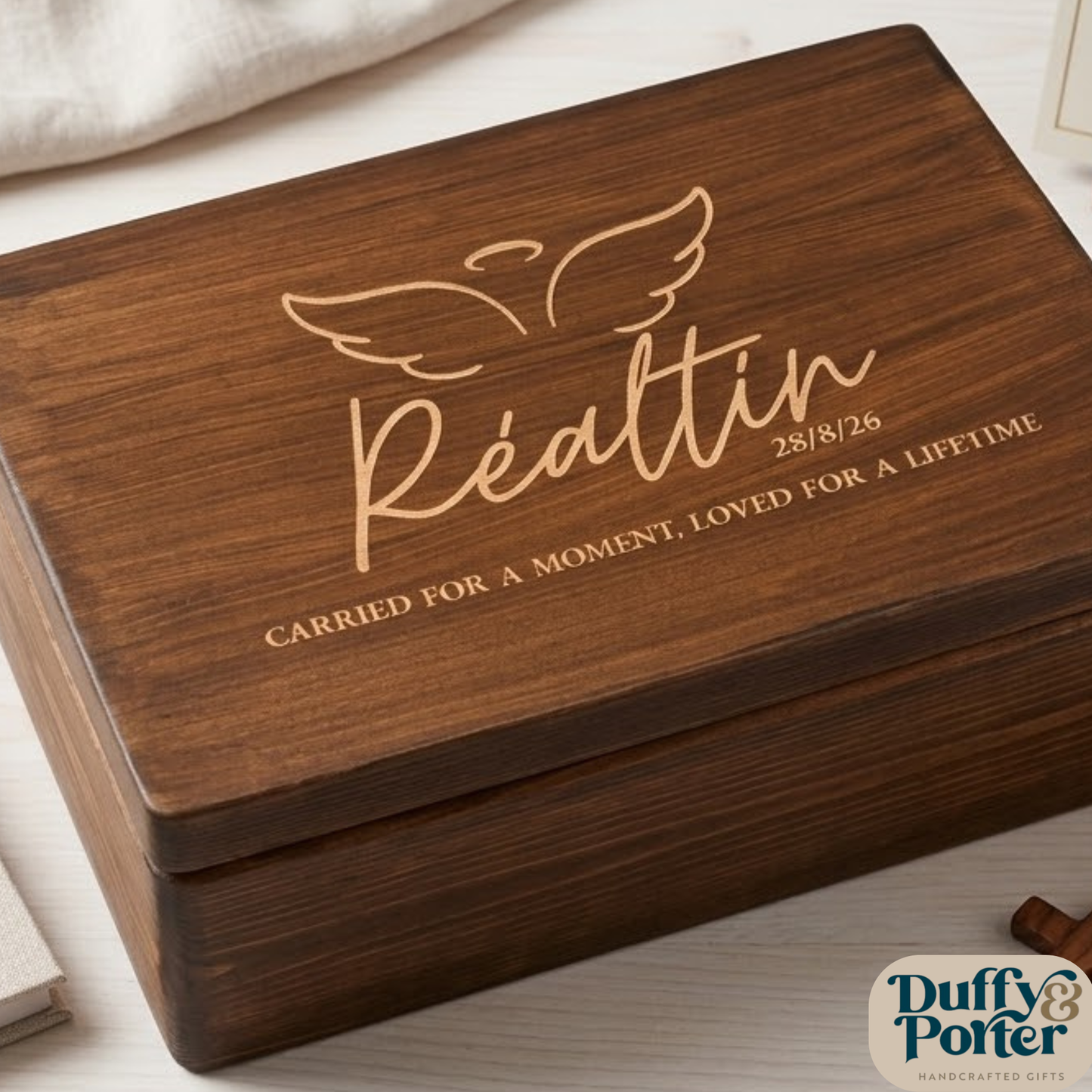Personalised Baby Loss Memory Box – Miscarriage & Stillbirth Keepsake Box | Custom Engraved Wooden Memorial