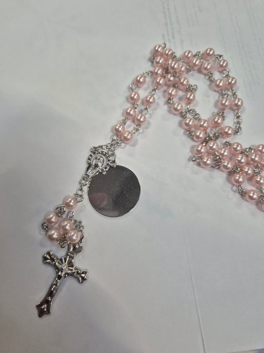 Personalised rosary bead chain and wooden box various colours