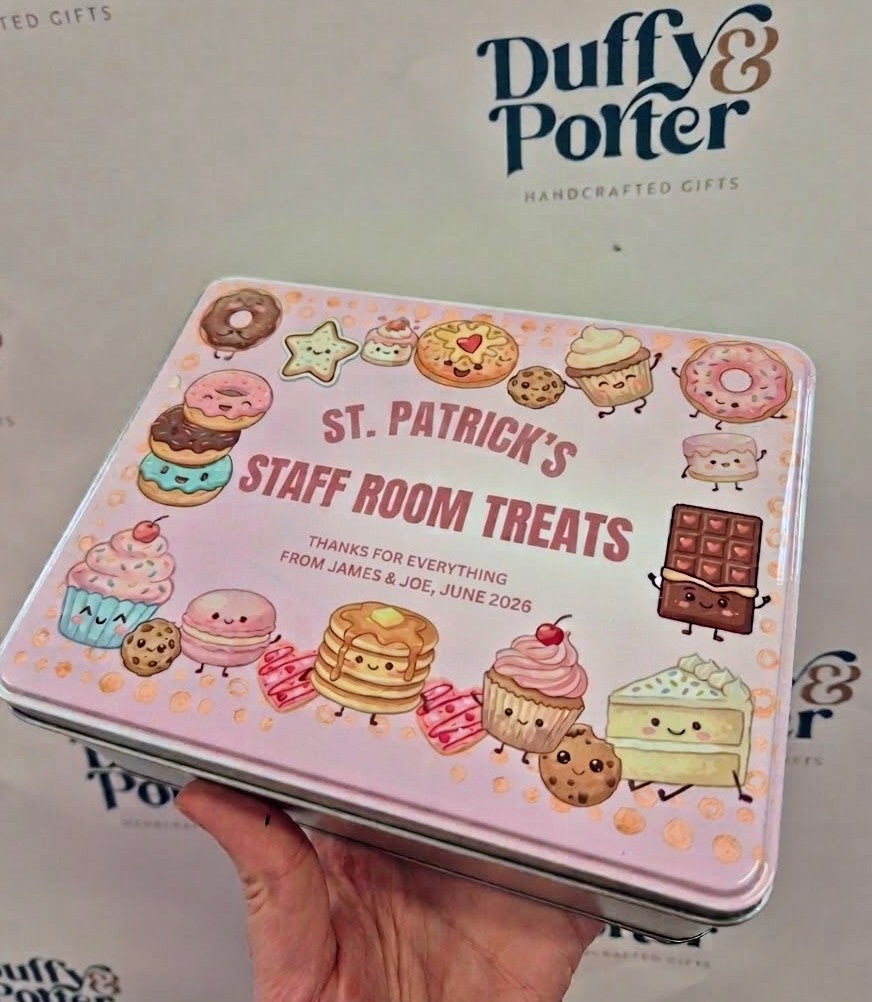 Personalised cute treat and biscuit tin WITH BISCUITS