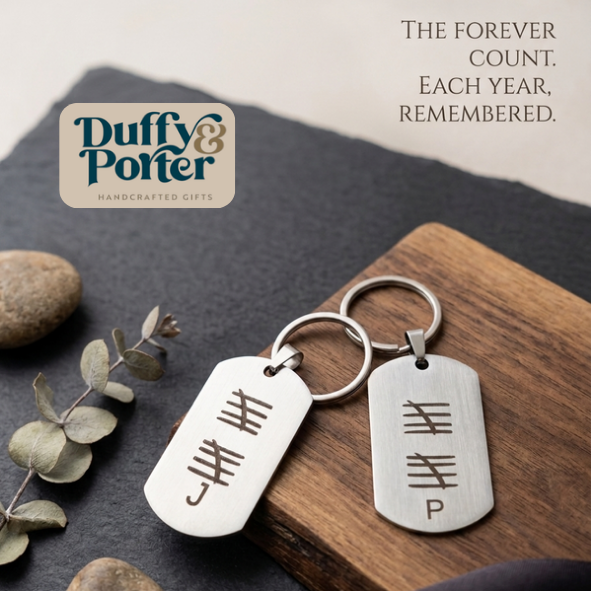 Engraved Stainless Steel Anniversary Tally Keyring