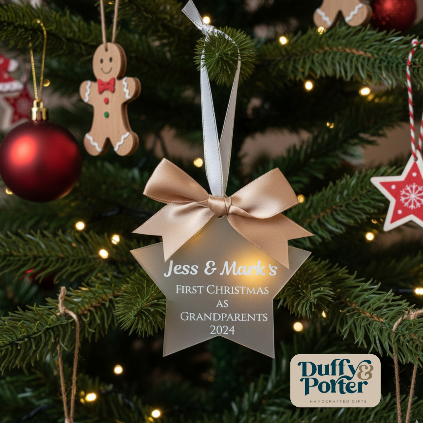 Personalised First Christmas as Grandparents Star Decoration