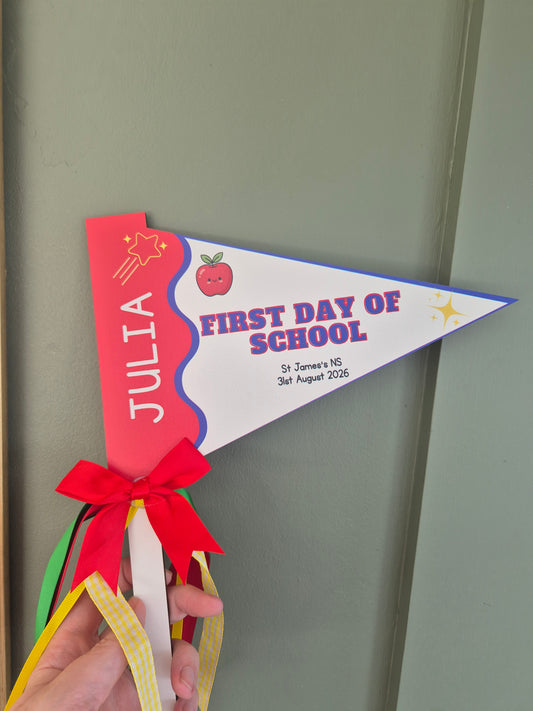 Personalised First Day of School Flag Pennant | Custom School Milestone Gift