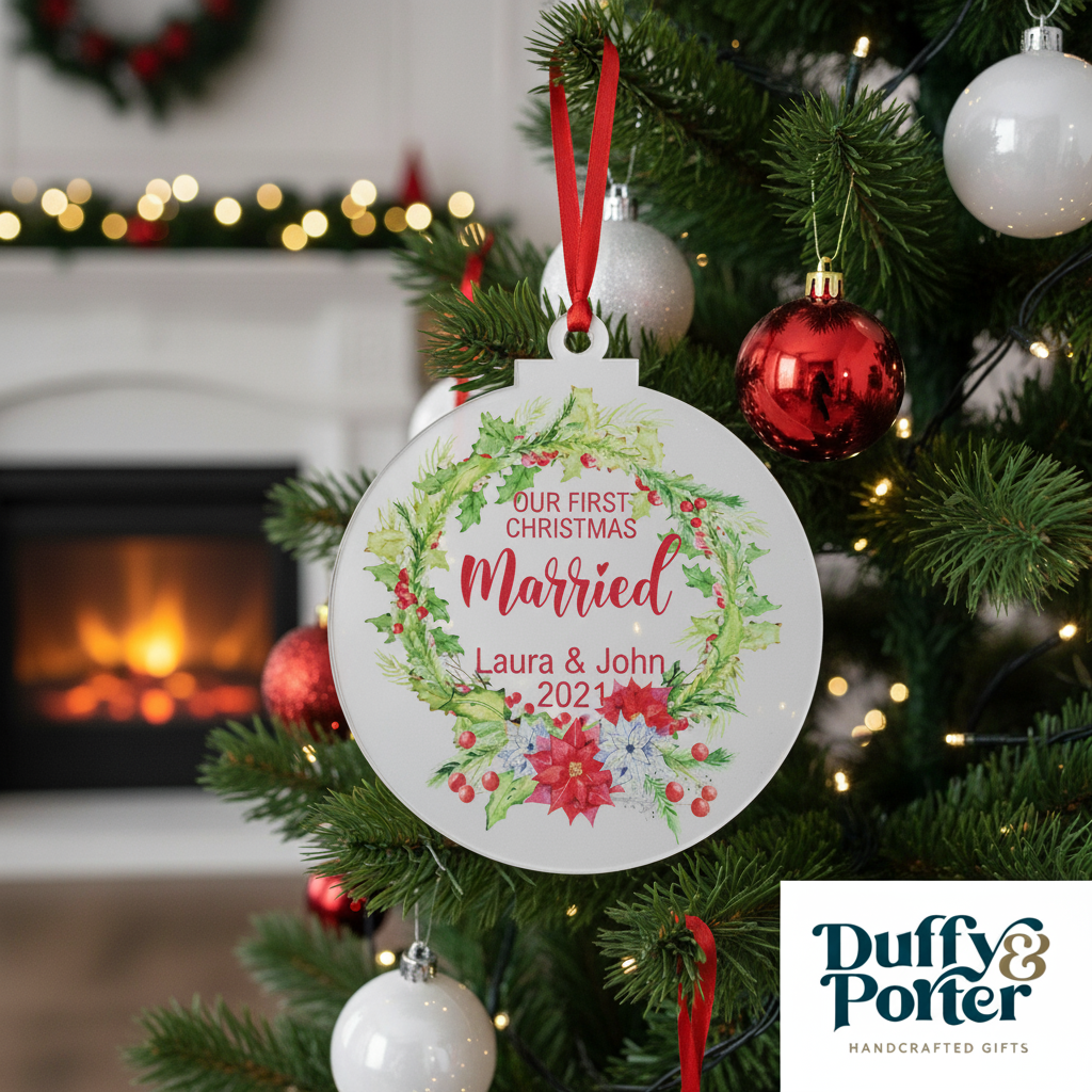 Christmas Tree Decoration Personalised Married 25