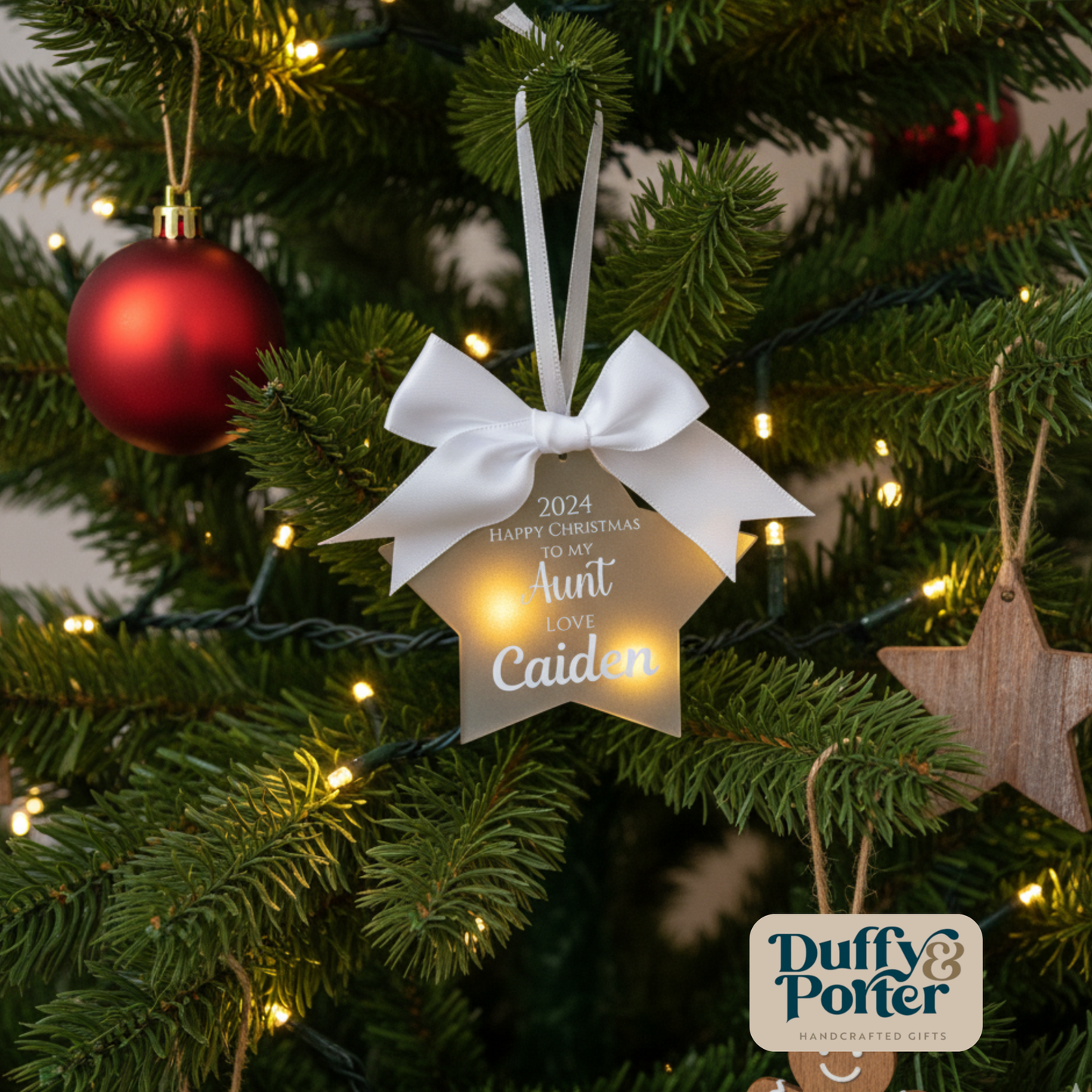 Personalised Aunt Christmas Star Decoration