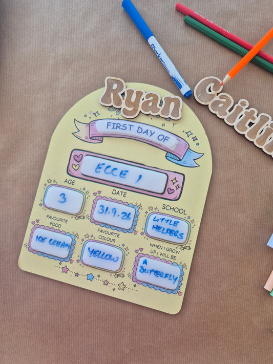 Reusable First Day & Last Day of School Milestone Sign | Back to School Gift. Pink