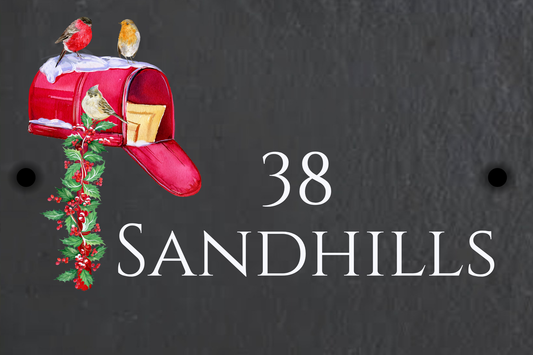 Slate House Sign - Festive Post Box