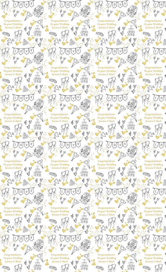 Personalised Eco-Friendly Wrapping Paper - Wedding Doodles